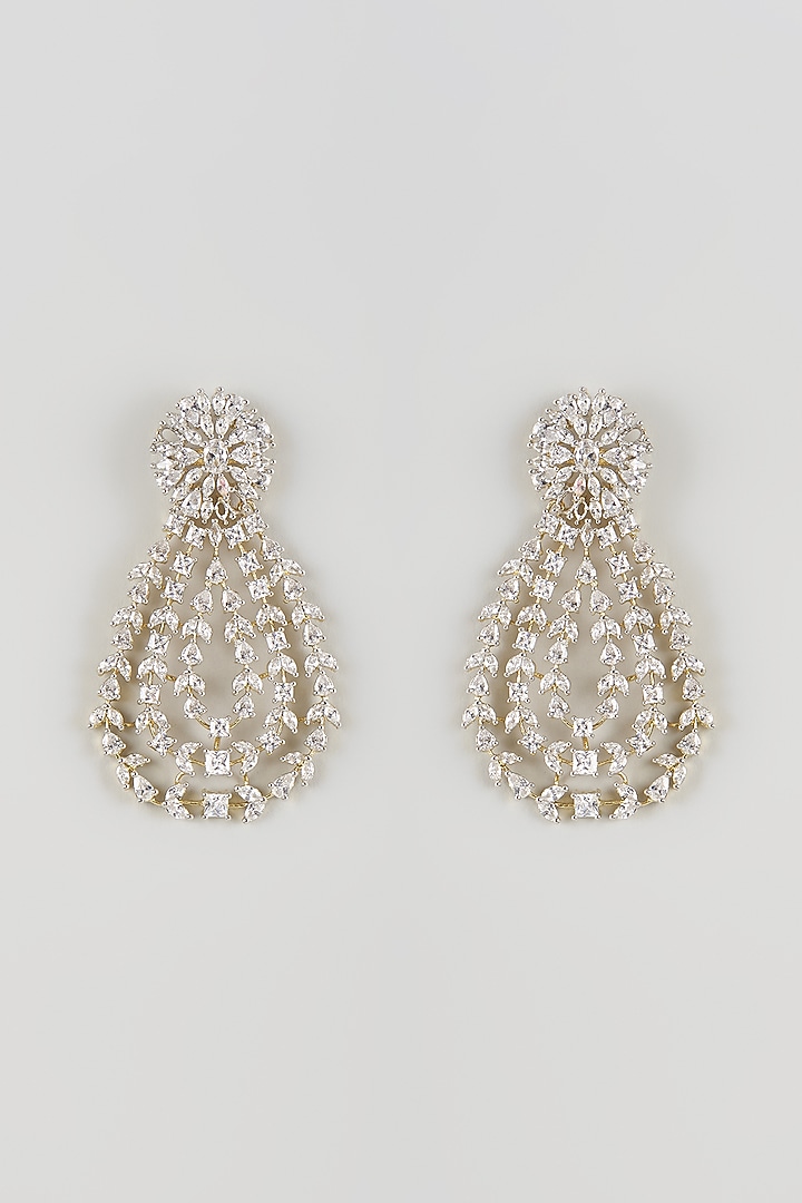 Silver Finish Cubic Zirconia Dangler Earrings by Aura Trends at Pernia's Pop Up Shop