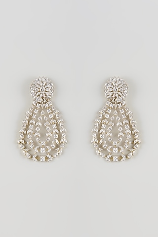 Silver Finish Cubic Zirconia Dangler Earrings by Aura Trends