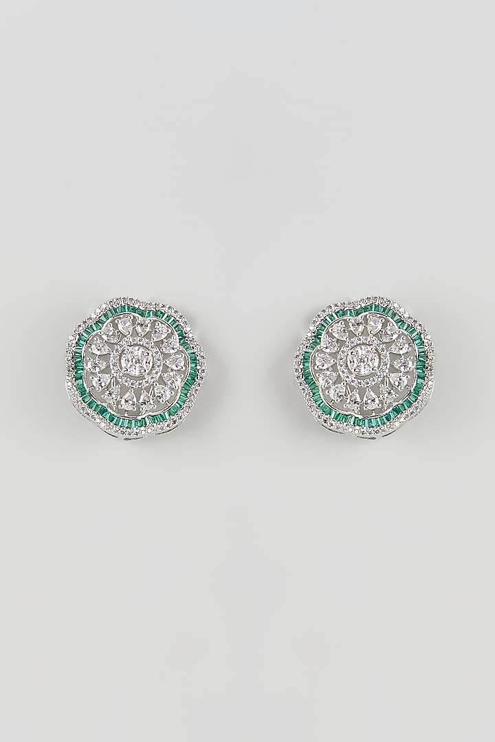 Silver Finish Cubic Zirconia & Emerald Stone Ring by Aura Trends at Pernia's Pop Up Shop