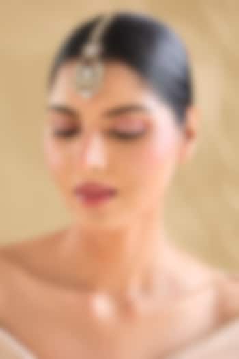 Antique Oxidised Finish Pink Kundan Polki Maangtikka by Aura Trends at Pernia's Pop Up Shop
