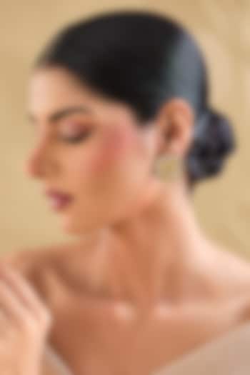Gold Finish Multi-Colored Kundan Polki Floral Stud Earrings by Aura Trends at Pernia's Pop Up Shop