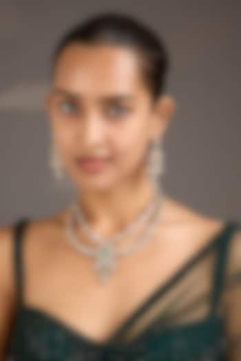 Gold Finish Kundan Polki & Green Layered Necklace Set by Aura Trends at Pernia's Pop Up Shop