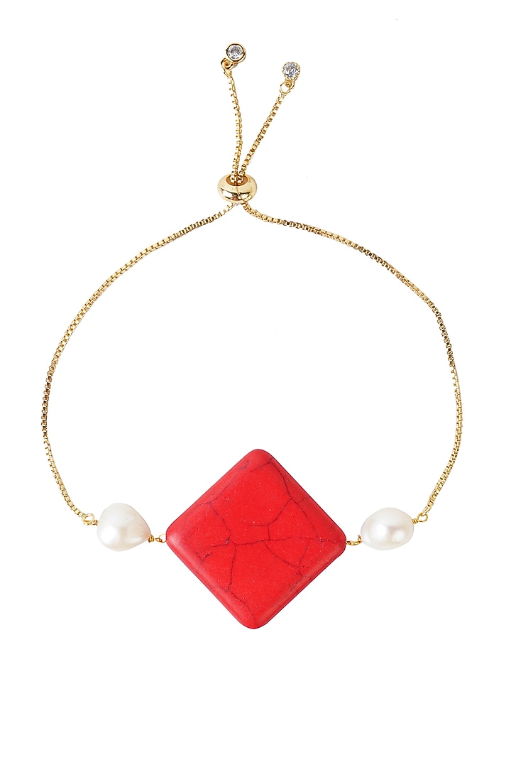 Gold Finish Semi-Precious Onyx Stone Bracelet Rakhi by Aura Trends at Pernia's Pop Up Shop