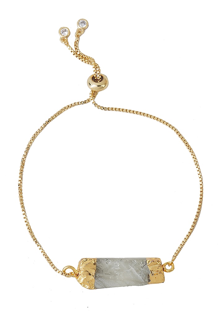Gold Finish Bracelet Rakhi With Semi-Precious Agate Stone by Aura Trends at Pernia's Pop Up Shop