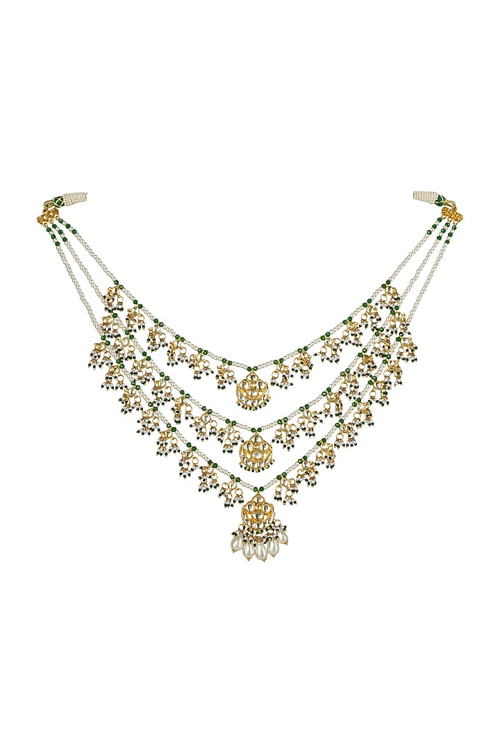 Gold Plated Kundan Polki Layered Necklace by Aura Trends at Pernia's Pop Up Shop