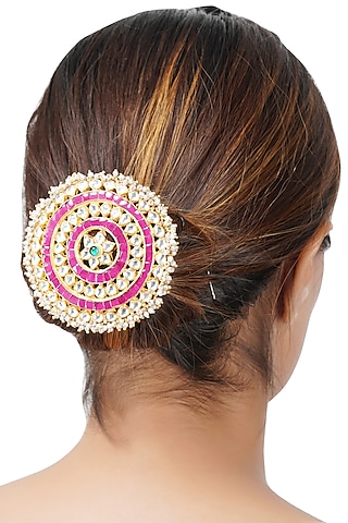 Gold Plated Juda Accessory With Kundan Polki by Aura Trends