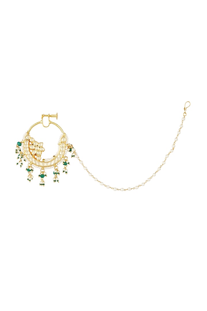 Gold Plated Kundan Polki Nath by Aura Trends at Pernia's Pop Up Shop