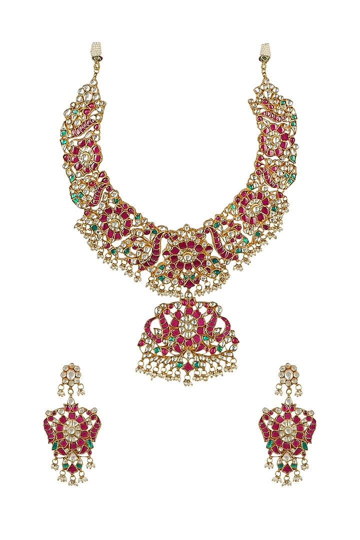 Gold Plated Bead & Kundan Polki Necklace Set by Aura Trends at Pernia's Pop Up Shop