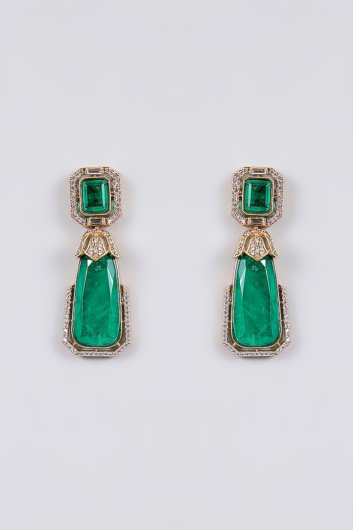 Gold Finish Kundan Polki & Emerald Green Stone Choker Necklace Set by Aura Trends at Pernia's Pop Up Shop