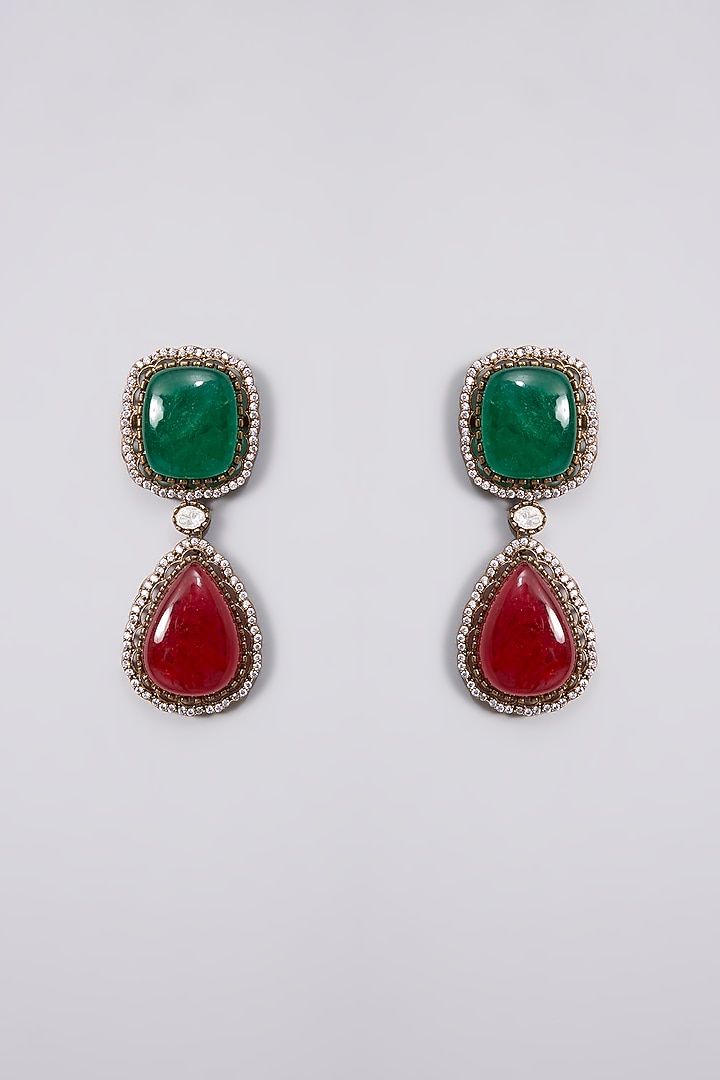 Gold Finish Multi-Colored Kundan Polki Necklace Set by Aura Trends at Pernia's Pop Up Shop