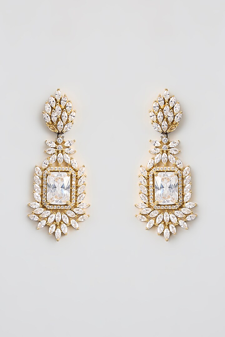 White Finish Kundan Polki & Pearl Dangler Earrings by Aura Trends at Pernia's Pop Up Shop