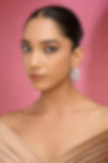 White Finish Kundan Polki & Pearl Hoop Earrings by Auraa Trends at Pernia's Pop Up Shop