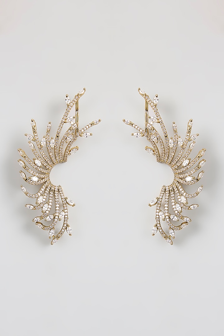 Gold Finish Kundan Polki & Pearl Stud Earrings by Aura Trends at Pernia's Pop Up Shop