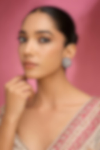 Gold Finish Kundan Polki & Pearl Floral Stud Earrings by Auraa Trends at Pernia's Pop Up Shop