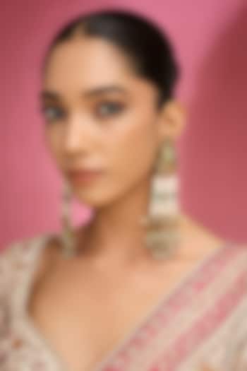 Gold Finish Kundan Polki & Blue Stone Dangler Earrings by Auraa Trends at Pernia's Pop Up Shop