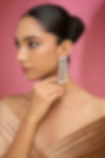 Silver Finish Red Stone & Pearl Drop Dangler Earrings by Auraa Trends at Pernia's Pop Up Shop