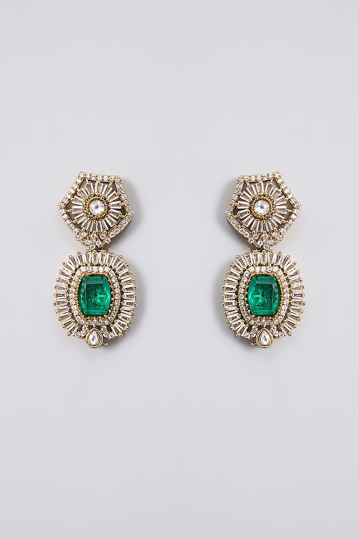 Gold Finish Kundan Polki & Emerald Stone Choker Necklace Set by Aura Trends at Pernia's Pop Up Shop