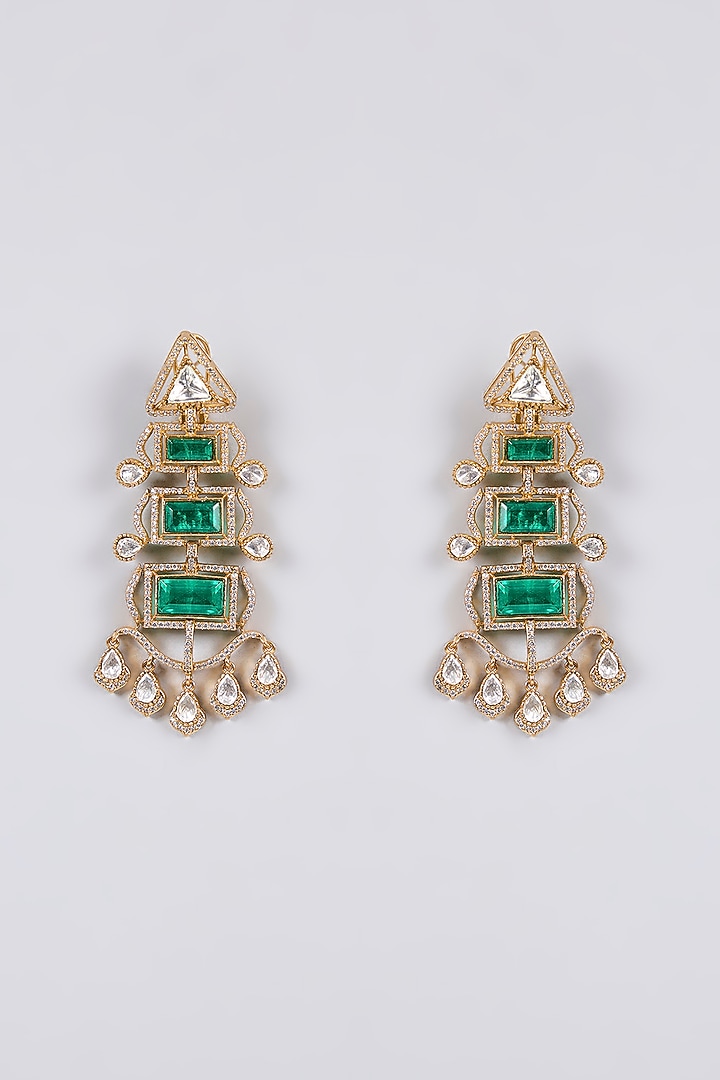 Gold Plated Kundan Polki & Emerald Stone Choker Necklace Set by Aura Trends at Pernia's Pop Up Shop
