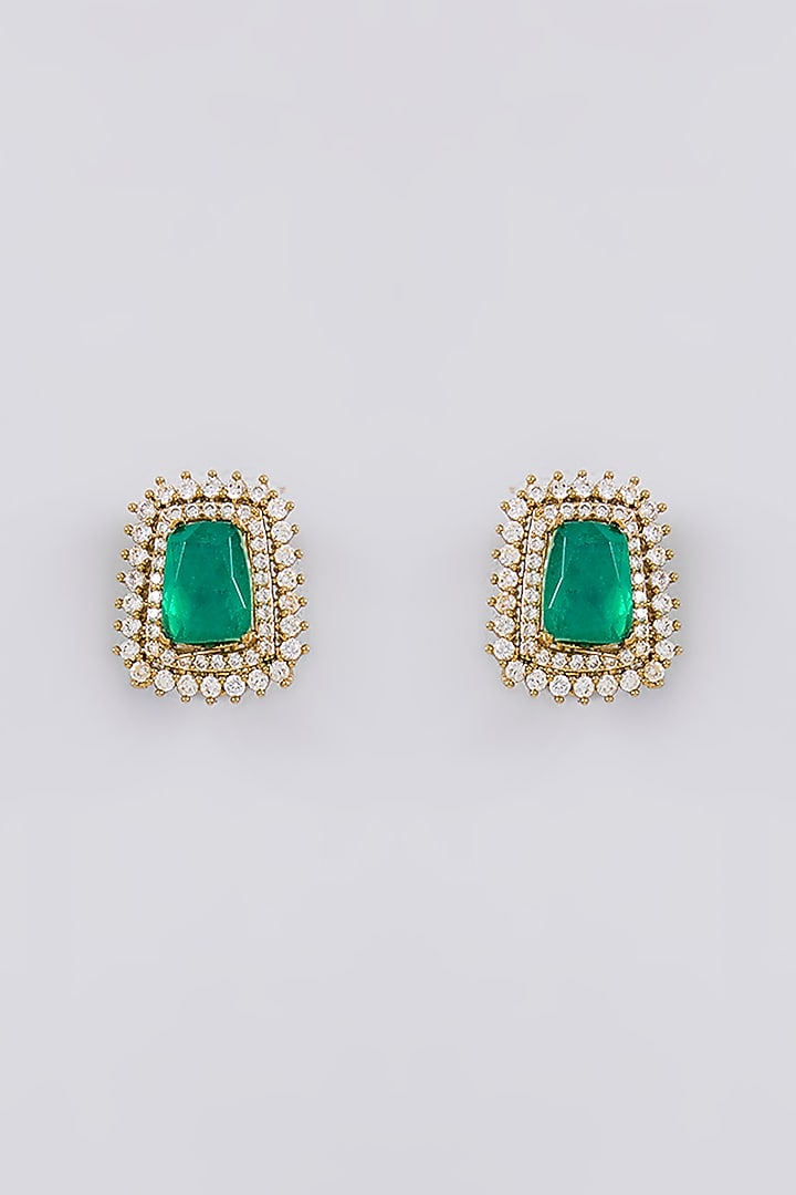 Gold Finish Kundan Polki & Emerald Stone Choker Necklace Set by Aura Trends at Pernia's Pop Up Shop