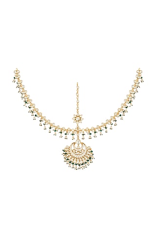 Gold Plated Kundan Matha Patti by Aura Trends