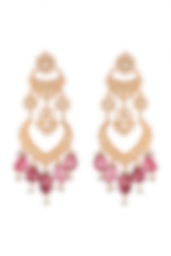 Gold Plated Pearl Chandelier Earrings by Auraa Trends