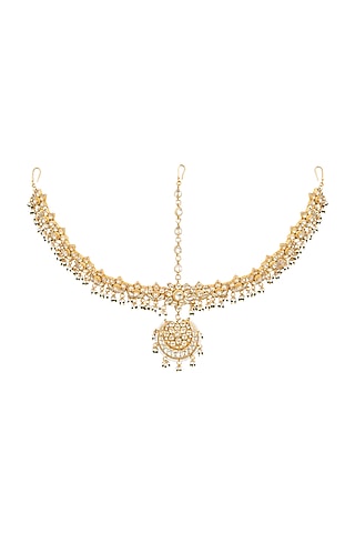 Gold Plated Pearls Matha Patti by Aura Trends