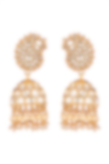 Gold Plated Pearl Jhumka Earrings by Auraa Trends