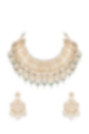 Gold Plated Pearl Necklace Set by Auraa Trends at Pernia's Pop Up Shop