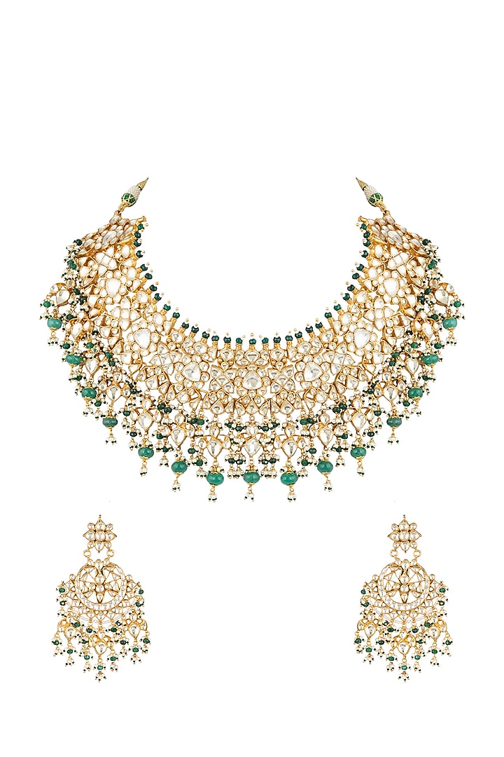 Gold Plated Pearl Necklace Set by Auraa Trends at Pernia's Pop Up Shop