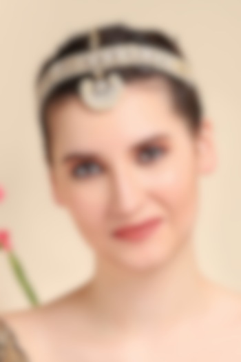 Gold Plated Kundan Polki & Pearl Matha Patti by Auraa Trends at Pernia's Pop Up Shop