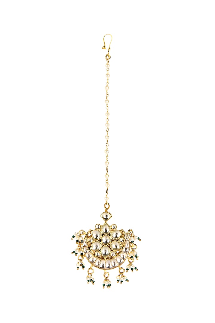 Gold Plated Kundan Polki Maang Tikka by Aura Trends at Pernia's Pop Up Shop
