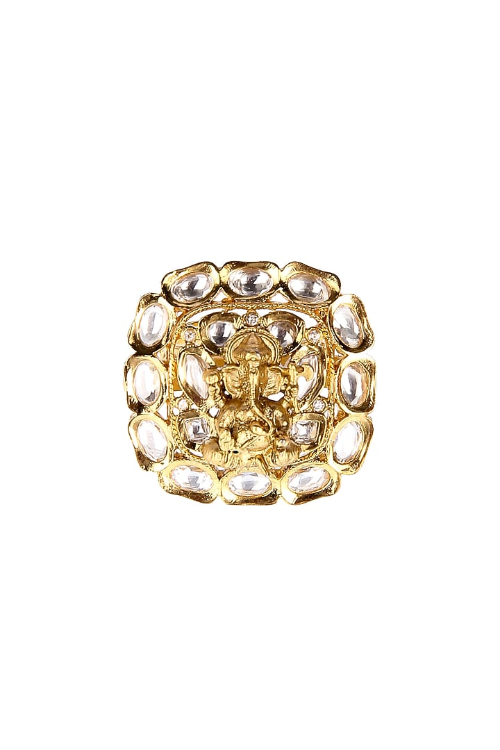 Gold Plated Kundan Polki Ring by Aura Trends at Pernia's Pop Up Shop