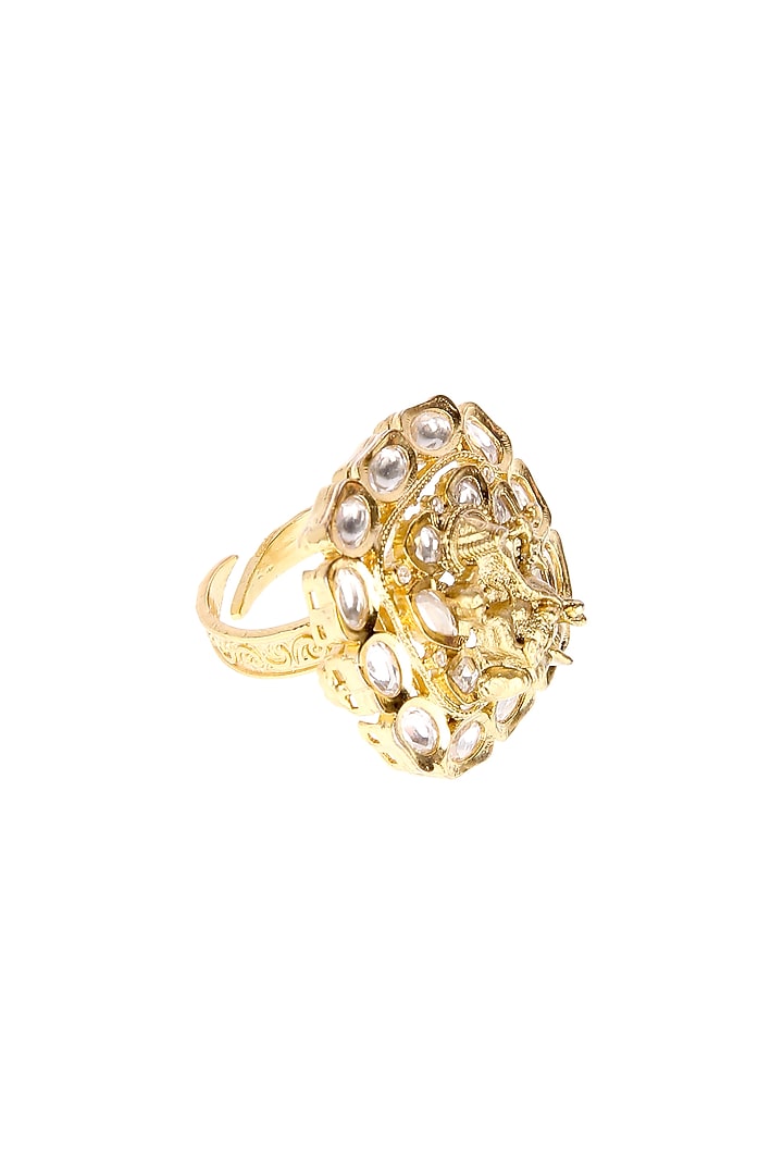 Gold Plated Kundan Polki Ring by Aura Trends at Pernia's Pop Up Shop