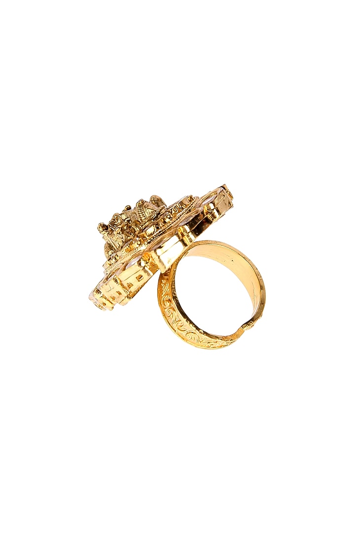 Gold Plated Kundan Polki Ring by Aura Trends at Pernia's Pop Up Shop