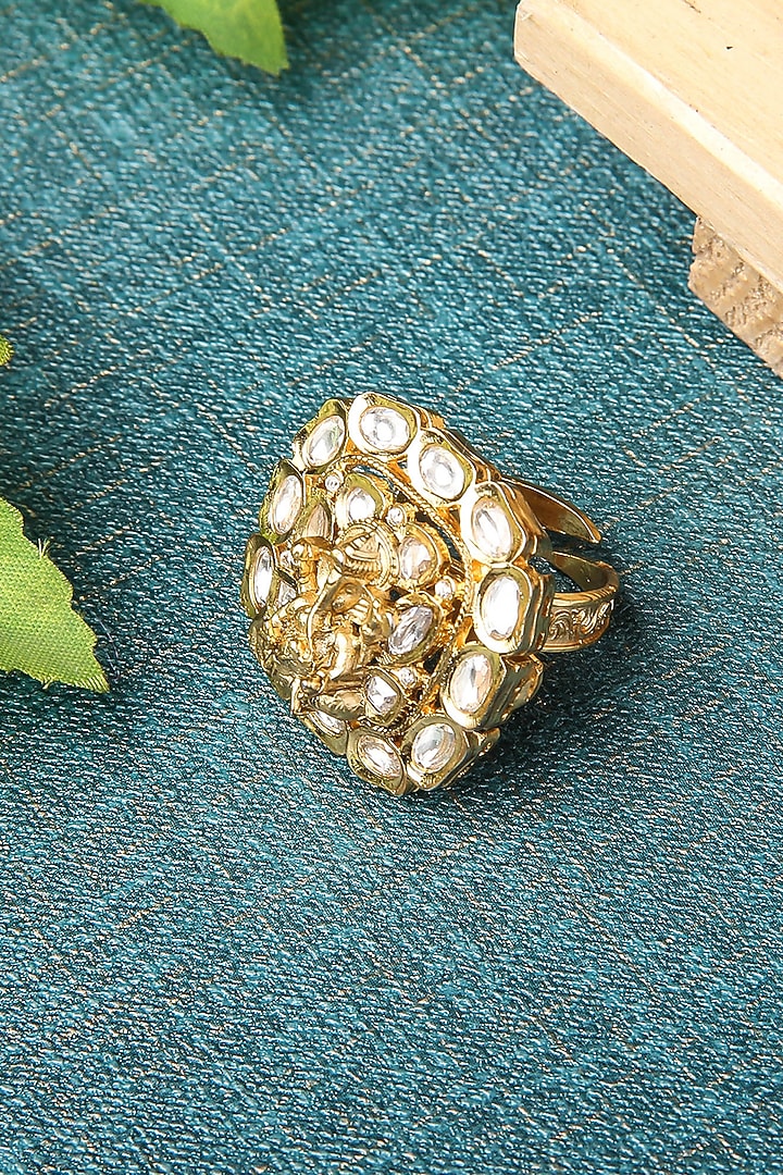 Gold Plated Kundan Polki Ring by Aura Trends at Pernia's Pop Up Shop