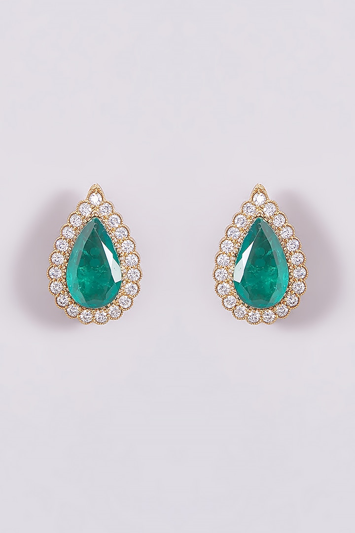 Gold Plated Kundan Polki & Green Stone Choker Necklace Set by Aura Trends at Pernia's Pop Up Shop