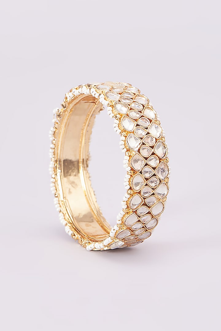 Gold Plated Kundan Polki Bangles (Set of 2) by Aura Trends at Pernia's Pop Up Shop