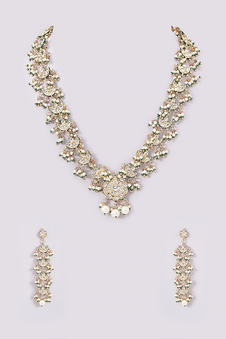 Gold Plated Kundan Polki Necklace Set by Aura Trends at Pernia's Pop Up Shop