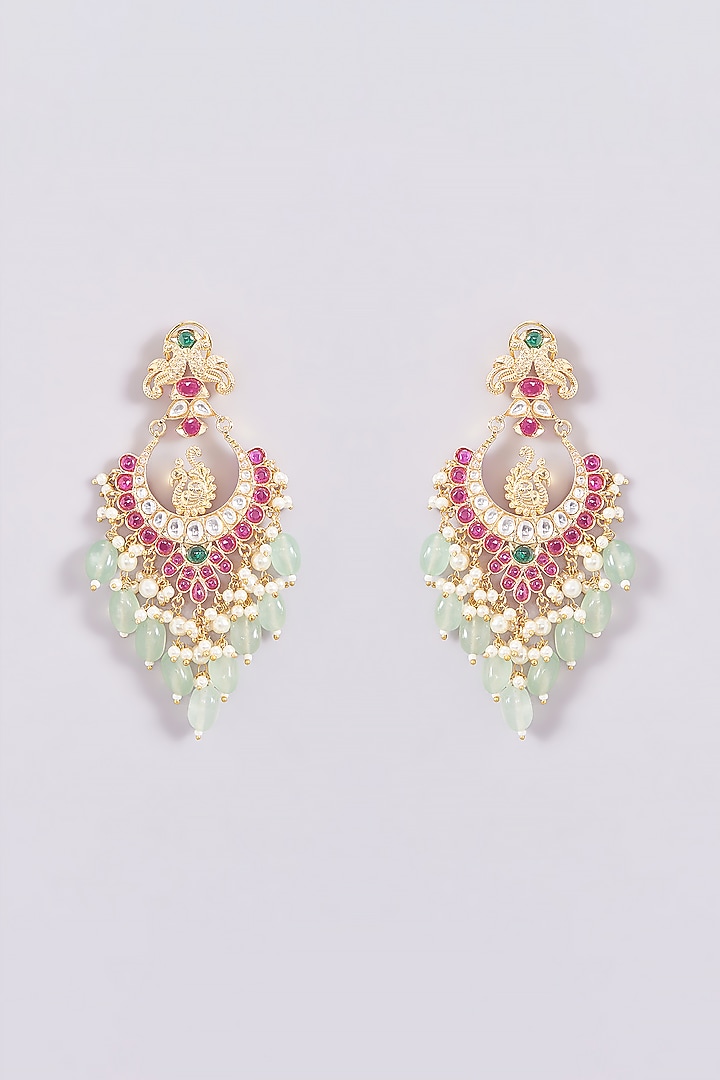Gold Plated Kundan Polki Chandbali Earrings by Aura Trends at Pernia's Pop Up Shop