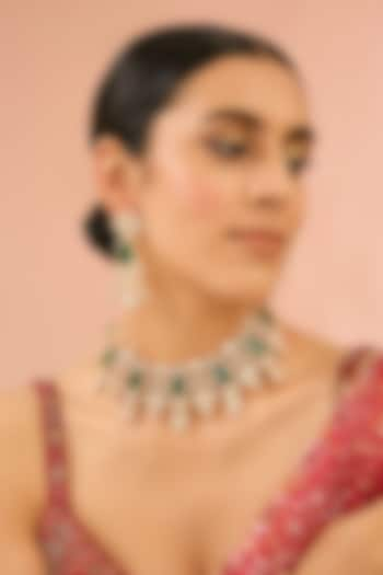 Two Tone Finish Kundan Polki & Beaded Necklace Set by Auraa Trends at Pernia's Pop Up Shop