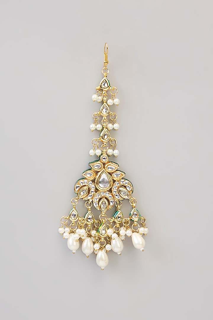 Two Tone Finish Kundan Polki & Beaded Necklace Set by Aura Trends at Pernia's Pop Up Shop