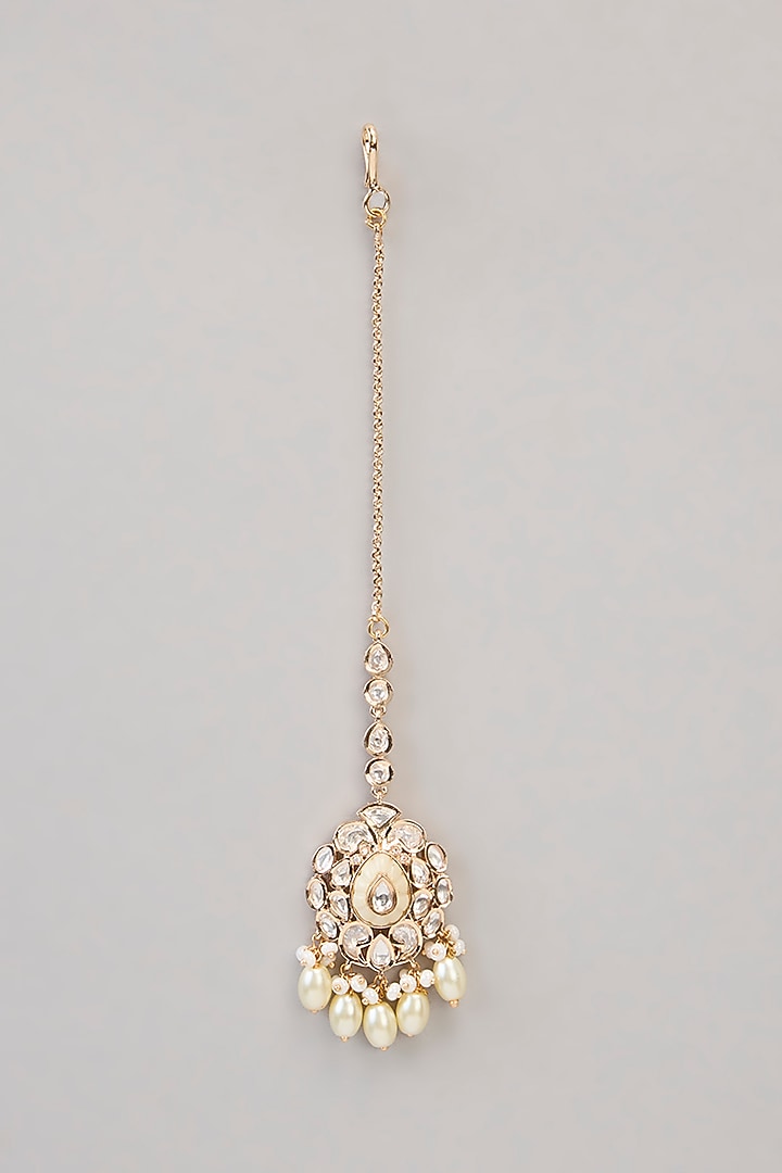 Two Tone Finish Kundan Polki & Beaded Necklace Set by Aura Trends at Pernia's Pop Up Shop