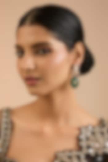 Gold Finish Kundan Polki & Green Stone Dangler Earrings by Aura Trends at Pernia's Pop Up Shop