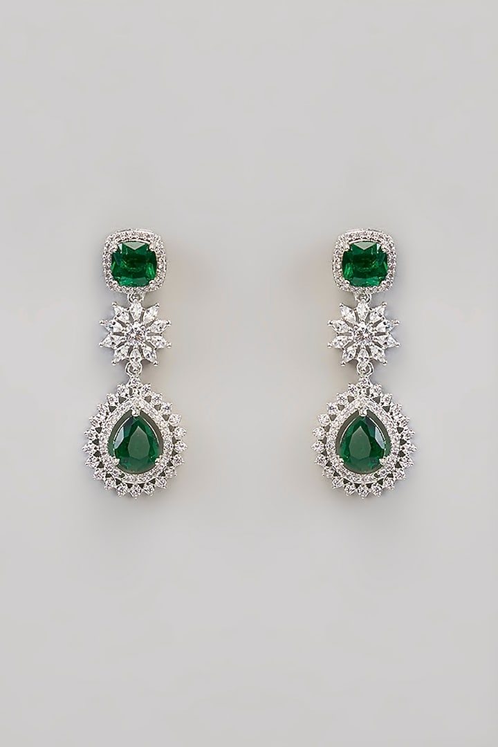 White Finish Zircon & Green Onyx Necklace Set by Aura Trends at Pernia's Pop Up Shop