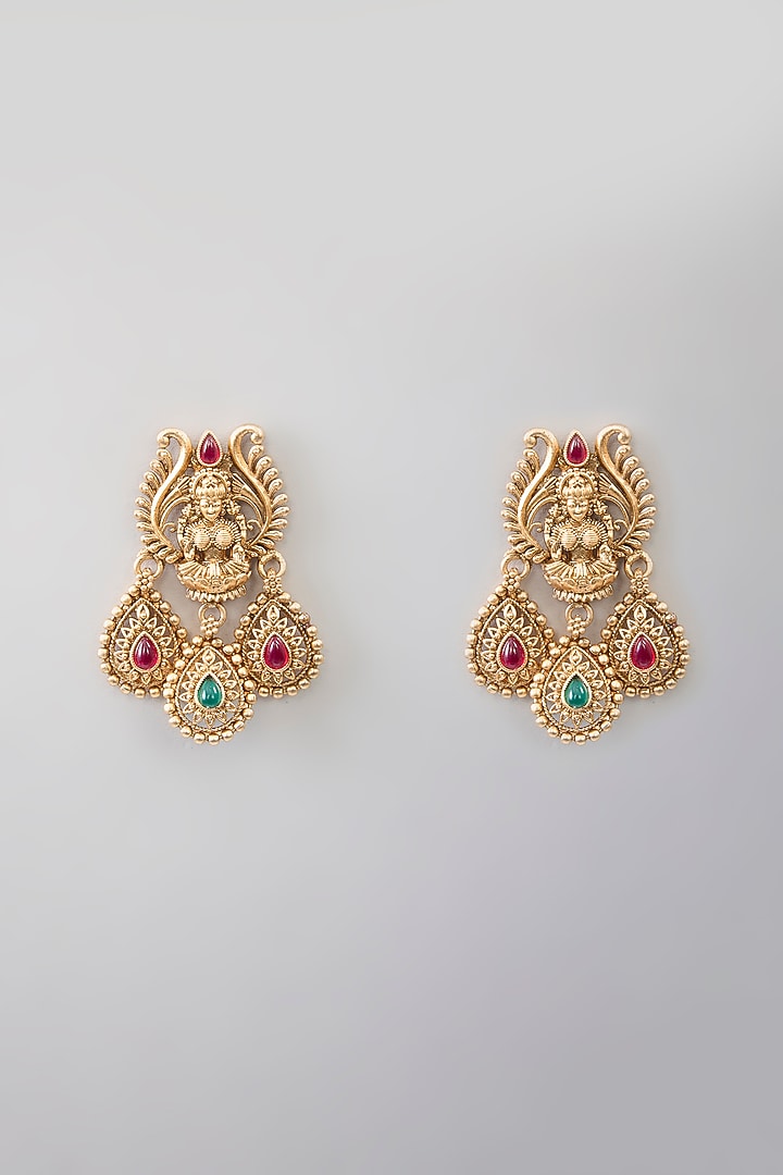 Gold Finish Kundan Polki & Beaded Necklace Set by Aura Trends at Pernia's Pop Up Shop