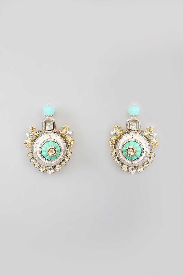 Two Tone Finish Kundan Polki & Beaded Necklace Set by Aura Trends at Pernia's Pop Up Shop