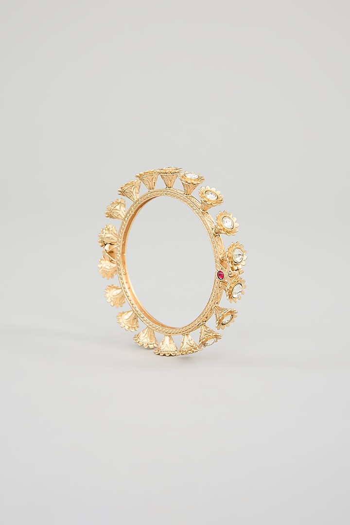 Gld Finish Kundan Polki Bangles (Set Of 2) by Aura Trends at Pernia's Pop Up Shop