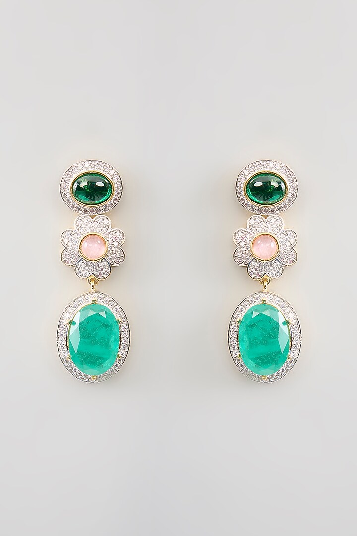 Two Tone Finish Multi-Colored Stone & Zircon Necklace Set by Aura Trends at Pernia's Pop Up Shop