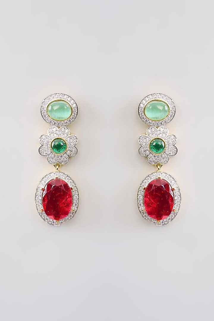 Two Tone Finish Multi-Colored Stone & Zircon Necklace Set by Aura Trends at Pernia's Pop Up Shop
