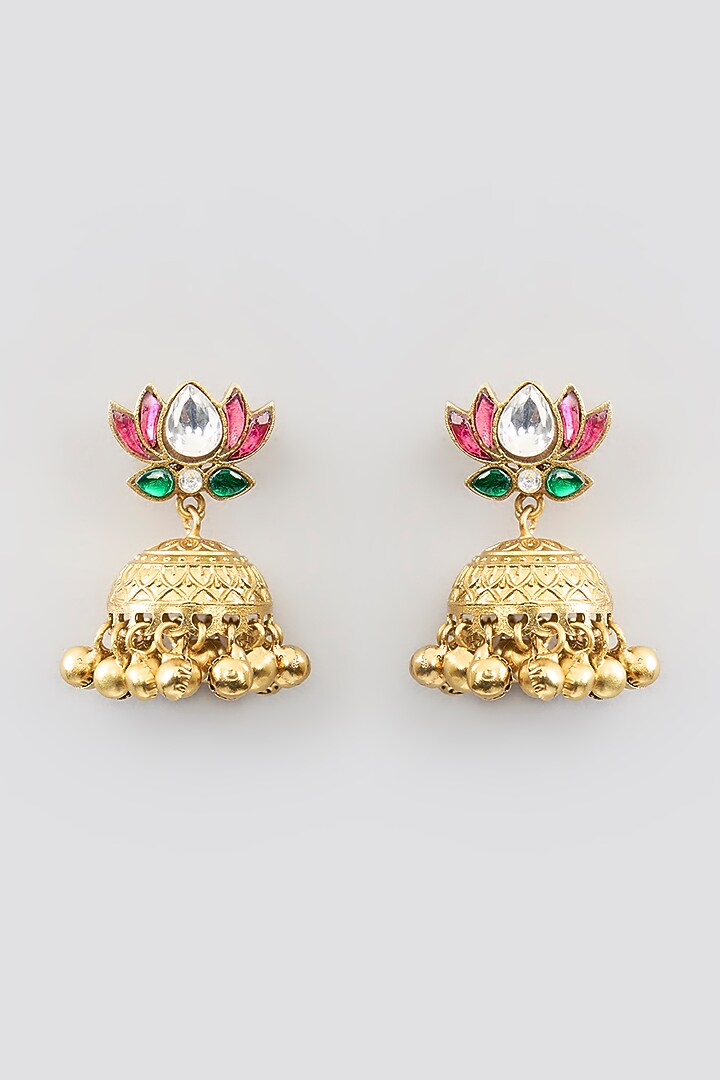 Gold Finish Kundan Polki & Beaded Choker Necklace Set by Aura Trends at Pernia's Pop Up Shop